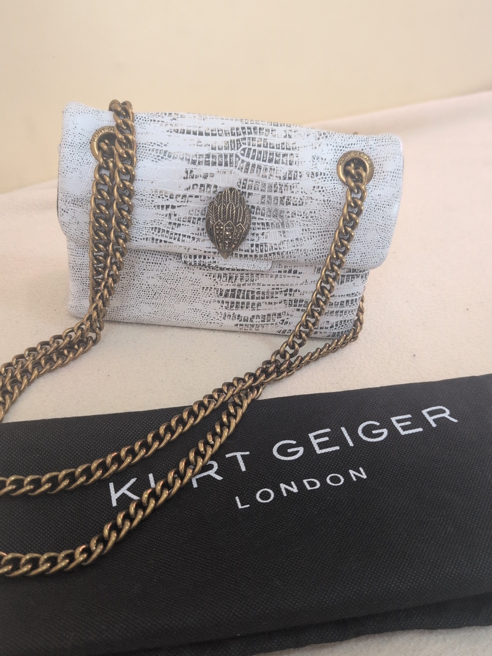 Kurt Geiger London Kensington Reptile Embossed Chain Crossbody Bag